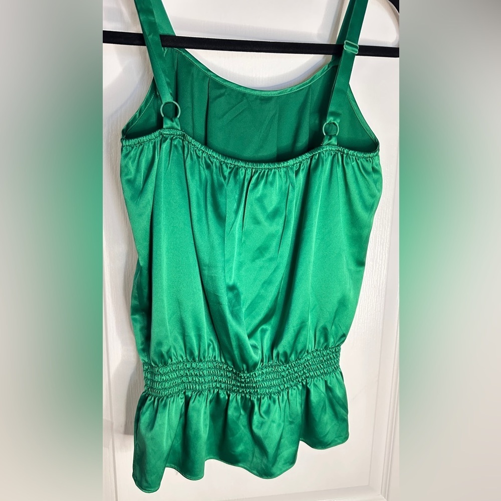 The Limited Emerald Green Gathered Peplum Cami Tank Top Smocked Waist Small - Picture 5 of 6